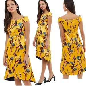 CLOSET LONDON ASOS Gold Bardot High Low Dress 10